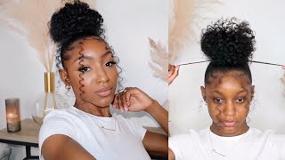 Curly bun with bangs tutorial  SUPER EASY Cennedy Elexis [upl. by Adnohsak767]