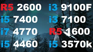 R5 2600 vs i3 9100F vs i5 7400 vs i3 7100 vs R5 1600 vs i7 4770 vs i5 4460 vs i5 3570k [upl. by Kaine]