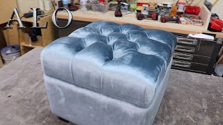 HOW TO UPHOLSTER A TUFTED OTTOMAN  ALO Upholstery [upl. by Siulesoj]