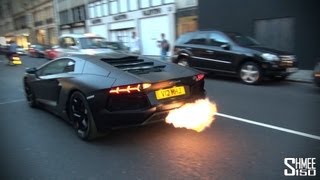 CRAZY FLAMES  Matte Black Lamborghini Aventador [upl. by Einnol]