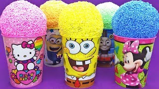 Play Foam Ice Cream Cups Surprise Hello Kitty Spongebob Minions Thomas and Friends Kinder Eggs [upl. by Haidebej203]