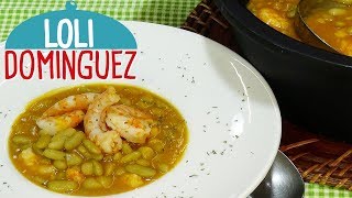 Receta de Alubias o fabes verdinas con langostinos MUY FÁCIL Semana Santa  Loli Domínguez [upl. by Enihpets818]