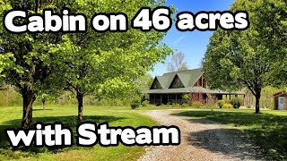 Artist Retreat Log Cabin style home on 46 acres Barn and Creek [upl. by Radek565]