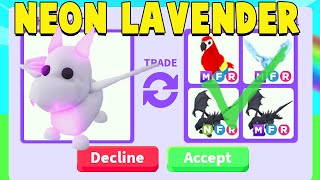 Trading FIRST NEON LAVENDER DRAGON in Adopt Me [upl. by Einnep]