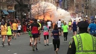 Boston Marathon Explosions Video Two Bombs Near Finish Line [upl. by Namurt]