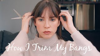 HOW TO TRIM YOUR BANGS AT HOME Plus Tips for Disguising Bangs [upl. by Cesaro]