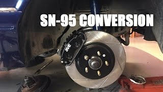 1986 Mustang GT Project  5 Lug SN95 13quot Brake Complete Conversion [upl. by Wilow]