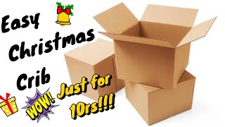 How to Make Christmas Crib at Home Using Cardboard Nativity Scene  Simple and Easy Crib Making [upl. by Yim]