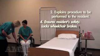 CNA Skill 19 Transfer from Wheelchair to Bed using a Gait Belt AMTI Healthcare Training [upl. by Connelley]