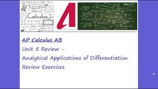 AP Calculus AB  Unit 5 Review [upl. by Anilrats531]