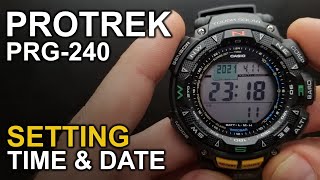 Casio Protrek PRG240  Setting time and date tutorial [upl. by Alletniuq]