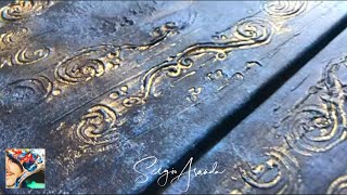 HOW TO DO A TEXTURED PAINTING WITH PLASTER EASY TUTORIAL CRAFT DIY GOLD LEAF amp ACRYLIC PAINT EASY [upl. by Buchbinder]