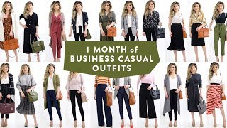 1 MONTH OF BUSINESS CASUAL OUTFIT IDEAS  Smart Casual Work Office Wear Lookbook Women  Miss Louie [upl. by Lexis282]