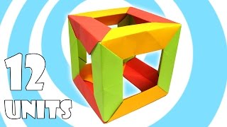 Modular Origami Cube Tutorial 12 units Tomoko Fuse [upl. by Nnylak]