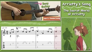 Arriettys Song  The Secret World of Arrietty Easy Guitar Notation  TAB [upl. by Alvar386]