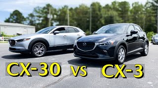 CX30 amp CX3  2021 Mazda CX30 vs 2020 Mazda CX3 Compact CUV Comparison [upl. by Ainecey771]