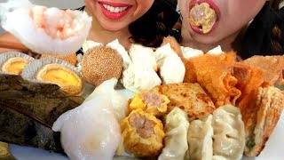 ASMR DIM SUM Shrimp Pork Dumplings  Fried Wonton  Custard Pie 腐皮卷 Yum Cha suellASMR [upl. by Suzi803]