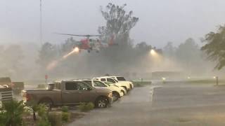 Incredible takeoff of a Coast Guard helicopter during Hurricane Florence [upl. by Lramaj]