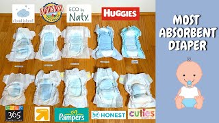 Ultimate Diapers Absorbency Test of Top 10 Brands including Pampers amp Huggies [upl. by Takken]