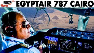 Stunning Cockpit Approach into Cairo  Egyptair 787 Flightdeck View [upl. by Bern]