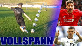 Schusstechnik Tutorial Vollspann  Schusstechnik wie Lukas Podolski oder Steven Gerrard ⚽️ [upl. by Ennirroc]