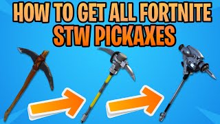 Fortnite Stw All Pickaxe Upgrades  How To Get a Better Pickaxe in Fortnite Save The World [upl. by Anerec503]