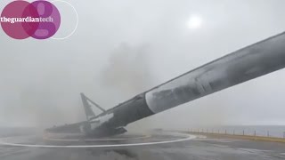 SpaceXs Falcon 9 rocket lands then falls over and explodes [upl. by Schriever]