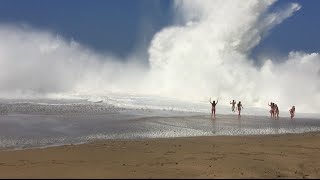 Giant Wave Crash Lumahai Beach in Kauai Hawaii [upl. by Virnelli]