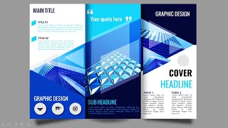 How to make a Brochure in PowerPoint  Print Ready design  Blue Trifold Brochure Design [upl. by Kaliski]