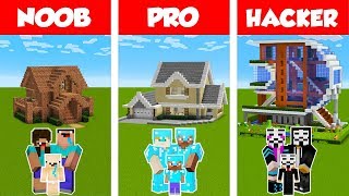 Minecraft NOOB vs PRO vs HACKER FAMILY HOUSE BUILD CHALLENGE in Minecraft  Animation [upl. by Kuehnel]