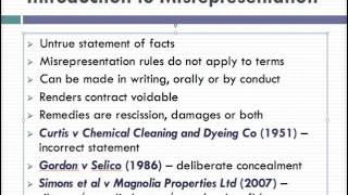 Misrepresentation Lecture 1 of 4 [upl. by Thatcher758]