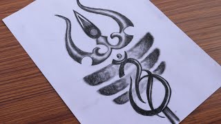 Lord Shiva Trishul  Beautiful Trishul Design  how to draw a trishul  Om step by step [upl. by Yrrap285]