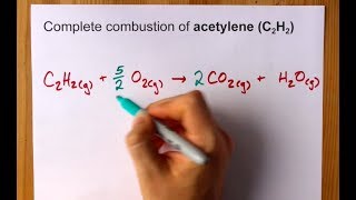 Complete Combustion of Acetylene Ethyne C2H2 Balanced Equation [upl. by Attenev]