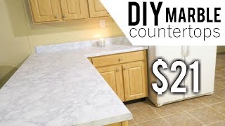 DIY MARBLE COUNTERTOPS  BUDGET FRIENDLY MARBLE COUNTERTOPS [upl. by Pru764]