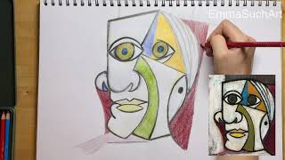 How to Draw a Cubist Picasso Portrait [upl. by Ayekal]