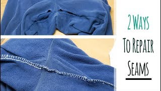 How to Repair SEAMS in Clothing  Hand Sewing Tutorial  Mending Sweatpants [upl. by Charbonnier]