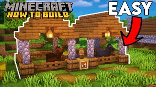 Minecraft How to Build a Horse Stable  Small Horse Stable Tutorial [upl. by Notsa]