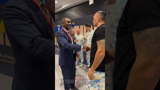 Evander Holyfield wishes Usyk luck moments before Fury fight [upl. by Llennehc]