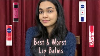 Best amp Worst Lip Balms  Mini review of 6 lip balms  Maybelline Nivea Miss Claire  Under Rs175 [upl. by Sudnac]