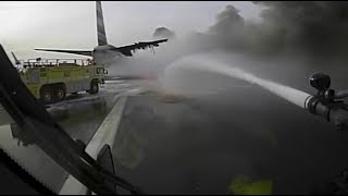 Crash Truck Dash Cam AA 383 Fire at O’Hare Fire Trucks Nearly Collide [upl. by Aisatsana762]