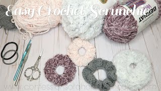 EASY CROCHET DIY Scrunchie  BEGINNER TUTORIAL [upl. by Ahsenauq178]