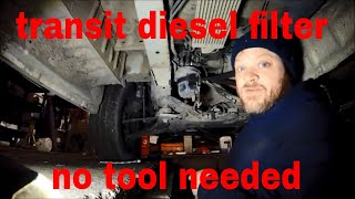 how to remove diesel fuel filter transit with out tool ford 22 24 tdci change replace [upl. by Lonne]