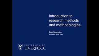 Introduction to research methods and methodologies [upl. by Amabelle]