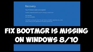 Fix bootmgr is missing on Windows 810 [upl. by Lareneg955]