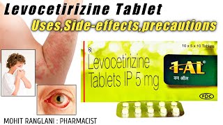 Levocetirizine dihydrochloride tablets ip 5mg  UsesSide effectsDose and precautions  In Hindi [upl. by Nnarual65]