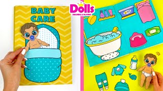 PAPER DOLLS HOUSE BABY CARE QUIET BOOK DIY amp STEP BY STEP TUTORIAL [upl. by Gunn9]