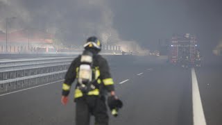 Bologna un tir esplode in autostrada il videoracconto [upl. by Sualakcin938]