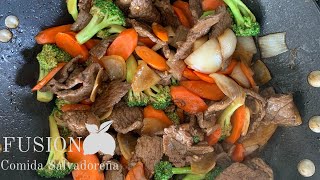 CARNE de RES con VERDURAS 🥦🥕🧅🧄estilo chino Receta [upl. by Nnylhsa]