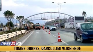 Mbyllet autostrada TiranëDurrës punime për të shmangur përmbytjet [upl. by Ardnassela]