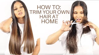 HOW TO TRIM YOUR OWN HAIR AT HOME  BEAUTY BY DN [upl. by Inglebert]